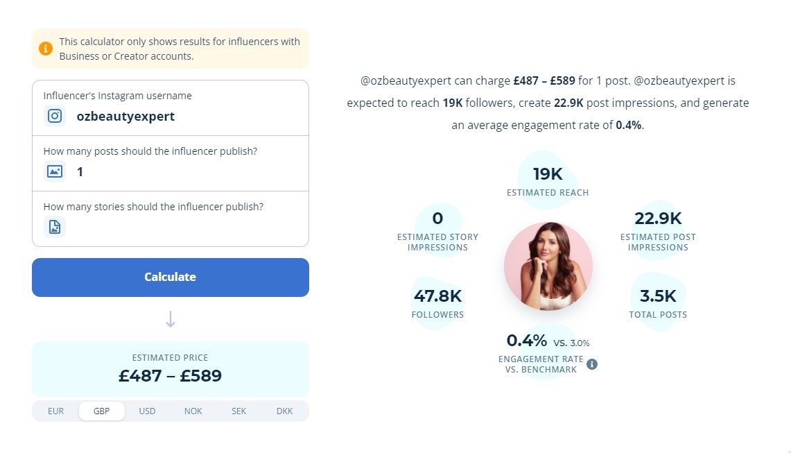 013 Influencer Instagram Calculator