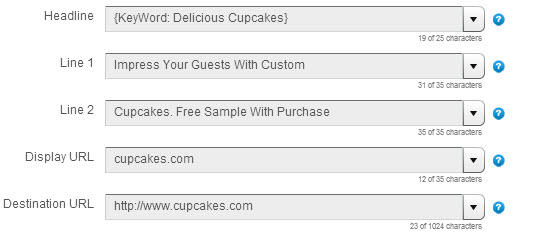 dynamic keyword insertion delicious cupcakes ad